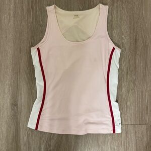 Fila Women's Light Pink and White Tank Top with Red Accents